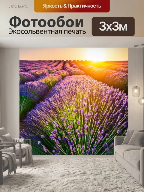 Фотообои закат над лавандовым полем