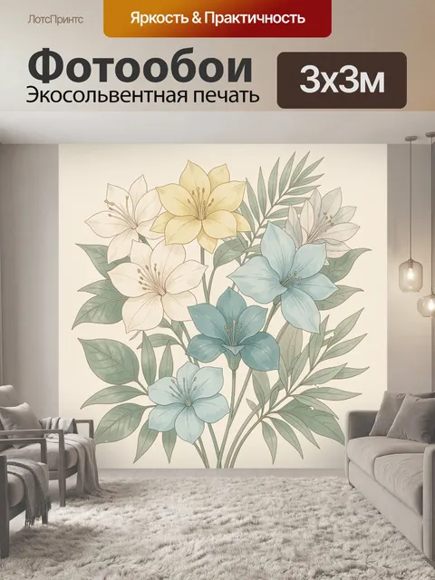 Фотообои Нежные цветы в пастельных тонах