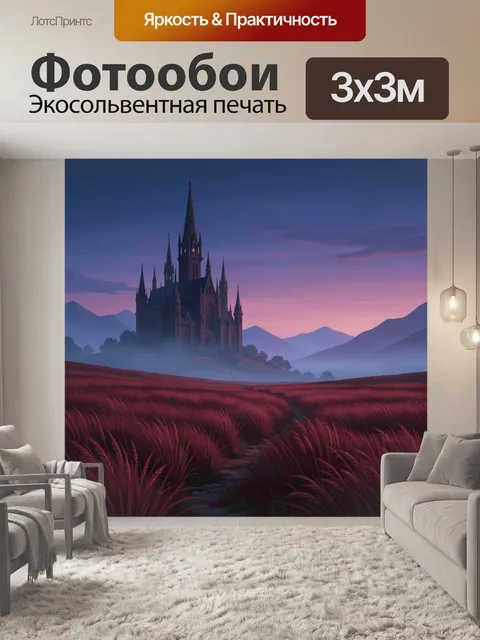 Фотообои Замок в туманной долине