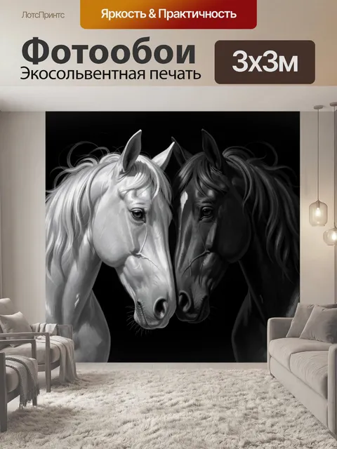Фотообои Два коня в контрастных тонах