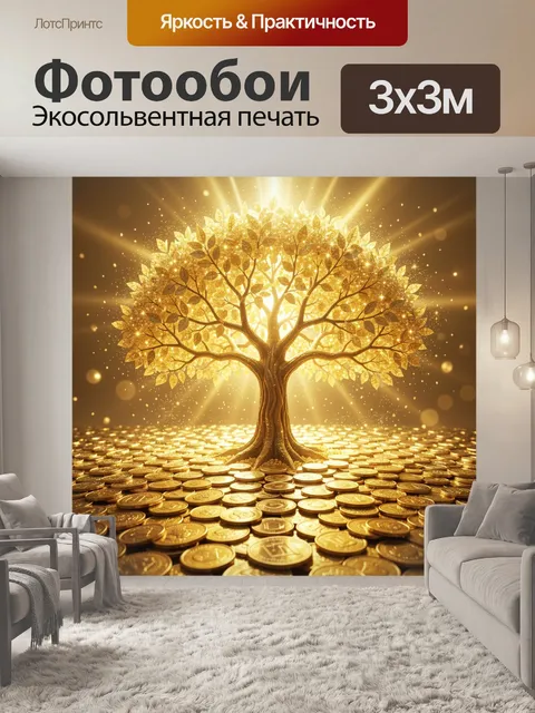 Фотообои Золотое дерево на монетах