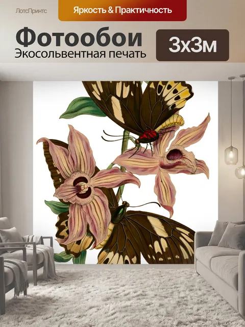 Фотообои Бабочки цветы винтажное искусство
