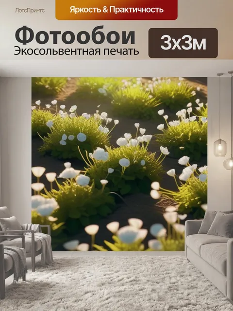 Фотообои нежные цветы, прижатые к земле под солнечными лучами