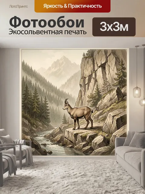 Фотообои Горный козел у ручья