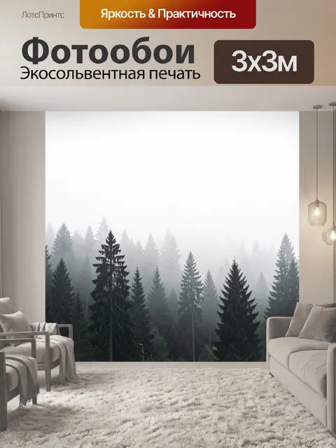 Фотообои Туманный хвойный лес