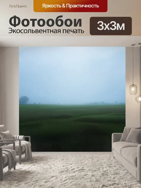 Фотообои поле, усеянное туманом, визуализированное с помощью техники цифровой живописи