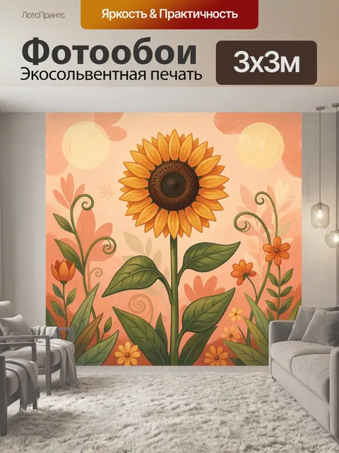 Фотообои Солнечный цветок и полевые травы