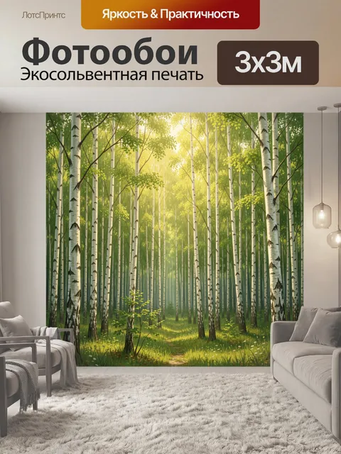 Фотообои Солнечная берёзовая роща
