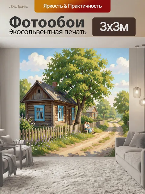 Фотообои Деревенский дом у дороги