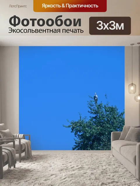 Фотообои серая цапля на высоком дереве