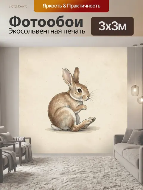 Фотообои Милый зайчонок в винтажном стиле
