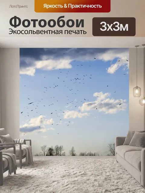 Фотообои Стая птиц на фоне
