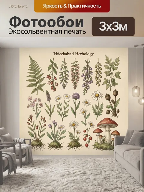 Фотообои Ботанические травы и грибы