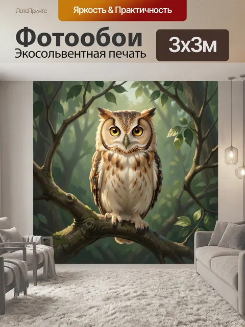 Фотообои Милая сова на ветке