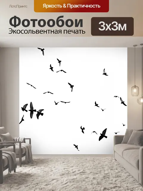 Фотообои Птицы летают на белом