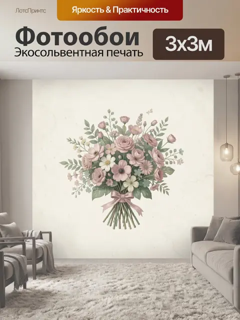 Фотообои Букет нежных роз и анемонов