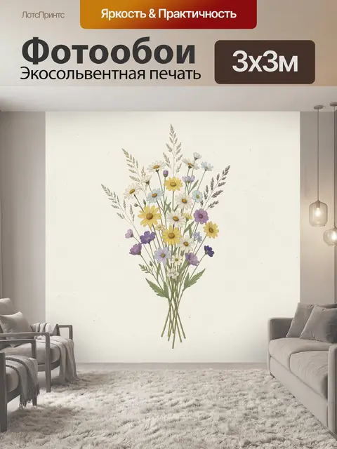 Фотообои Полевой букет с ромашками