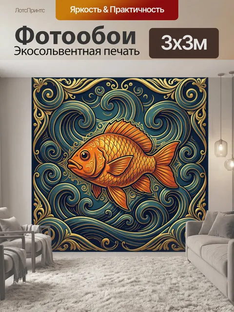 Фотообои Золотая рыба в морских завитках