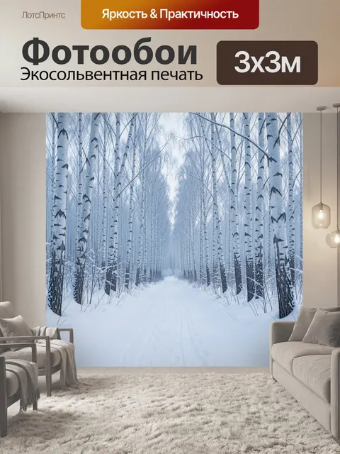 Фотообои Зимняя березовая роща