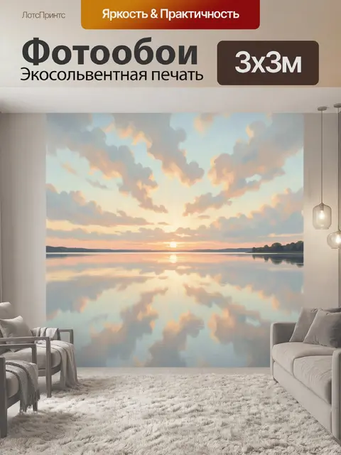 Фотообои Закат над спокойной водой