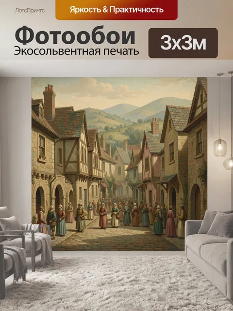 Фотообои Средневековая деревня в горах