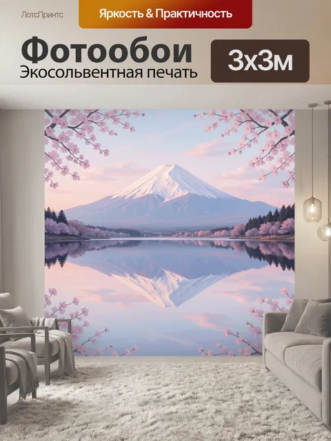 Фотообои Фудзияма с цветущей сакурой
