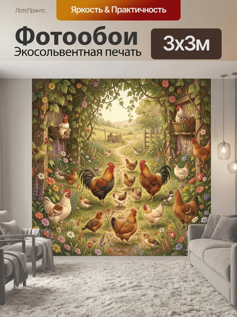 Фотообои Птицы в саду под цветущими ветвями