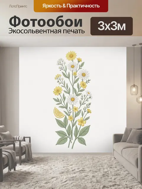 Фотообои Букет полевых цветов с лимоном