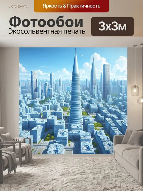 Фотообои футуристическая визуализация города, где архитектура подчеркивает достижения ким чен ына с налетом сюрреализма
