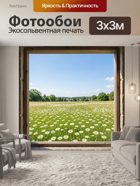 Фотообои Ромашковое поле под ясным небом