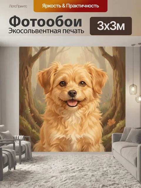 Фотообои Лохматый пес в лесу