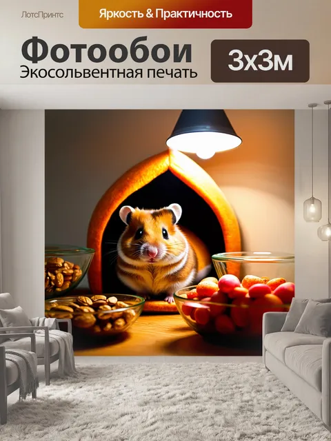 Фотообои хомяк в своем уютном домике