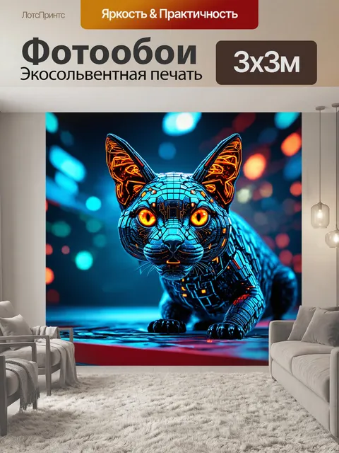 Фотообои животные в стиле киберпанк, смешанные с животными из других миров и виртуальными абстракциями