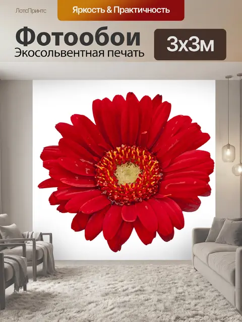 Фотообои Цветочная Акварель Красный