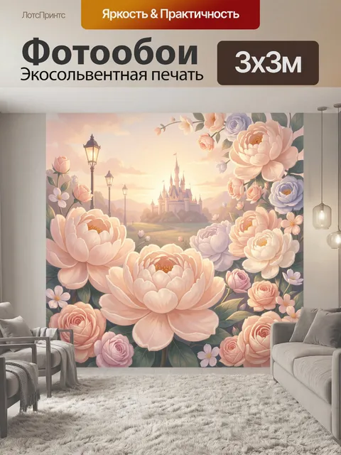 Фотообои Замок в цветочном обрамлении