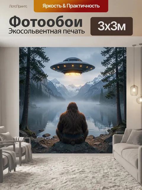 Фотообои Летающая тарелка у гор