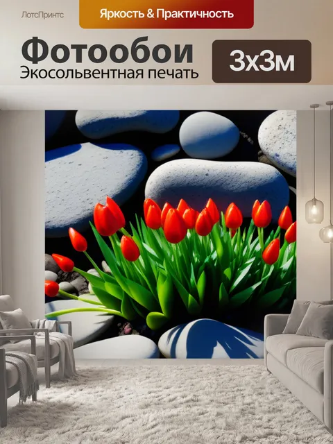 Фотообои тюльпаны, растущие из камней