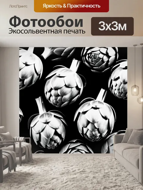 Фотообои с артишоками чернобелый