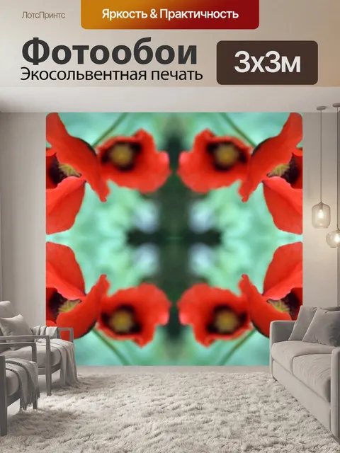 Фотообои Красный мак границы
