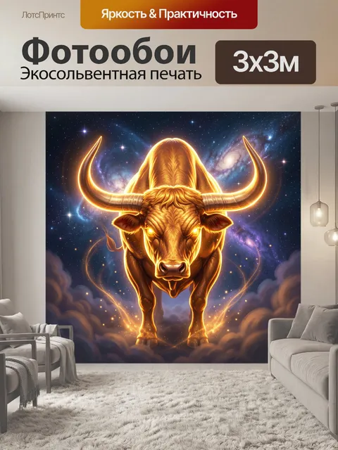 Фотообои Сияющий бык в космосе