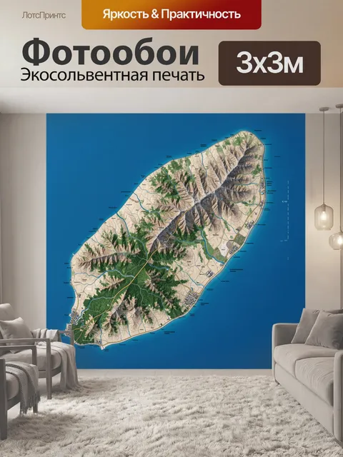 Фотообои Топографическая карта острова