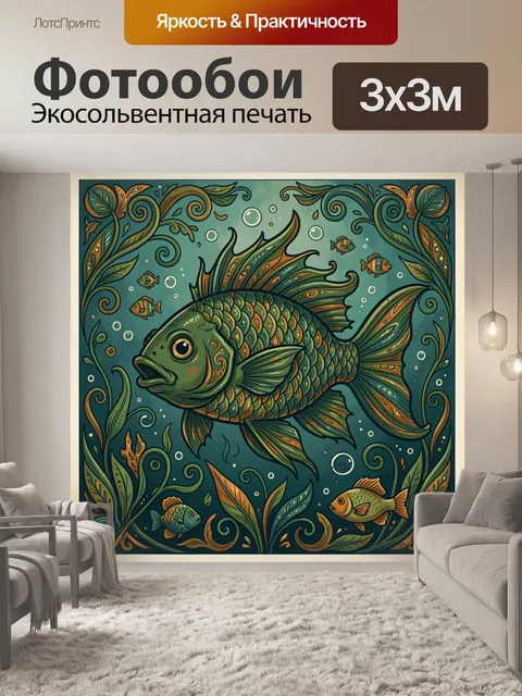 Фотообои Большой карп среди водорослей