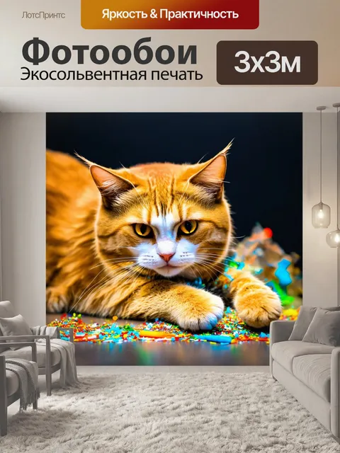 Фотообои кот, который создал творческий бардак вокруг себя