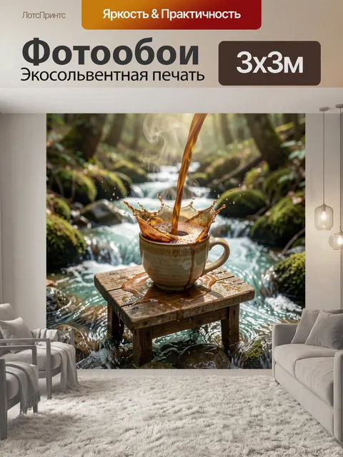 Фотообои Кофе в лесном водопаде