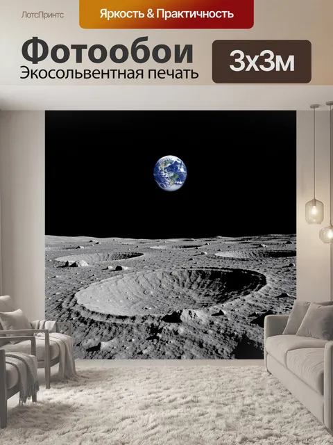 Фотообои Лунная поверхность и Земля