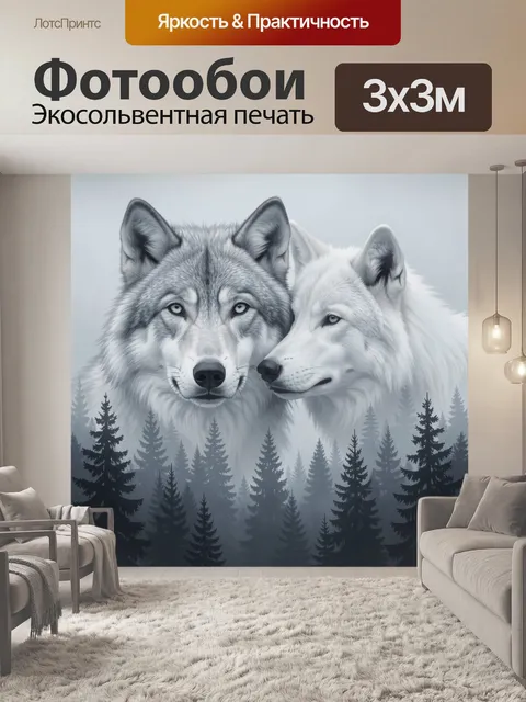 Фотообои Пара волков в тумане