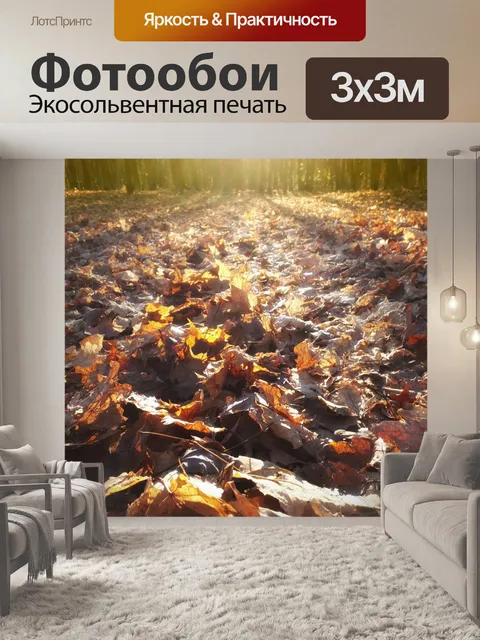 Фотообои Сухие листья в лесу
