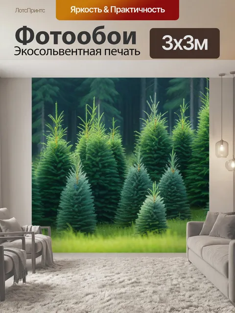 Фотообои лесная поляна среди елей
