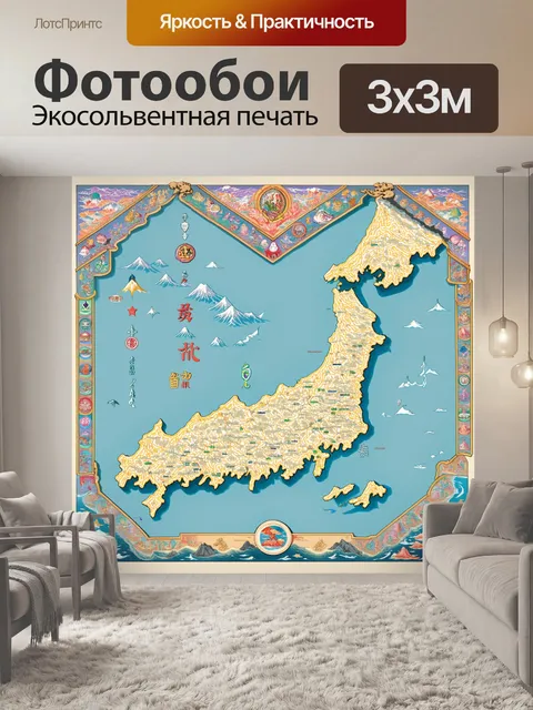 Фотообои викторианская карта японии в стиле шевронной графики