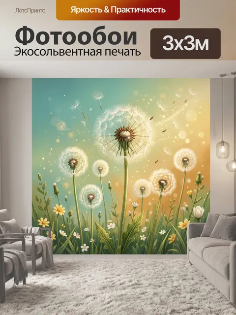 Фотообои Одуванчики и луговые цветы